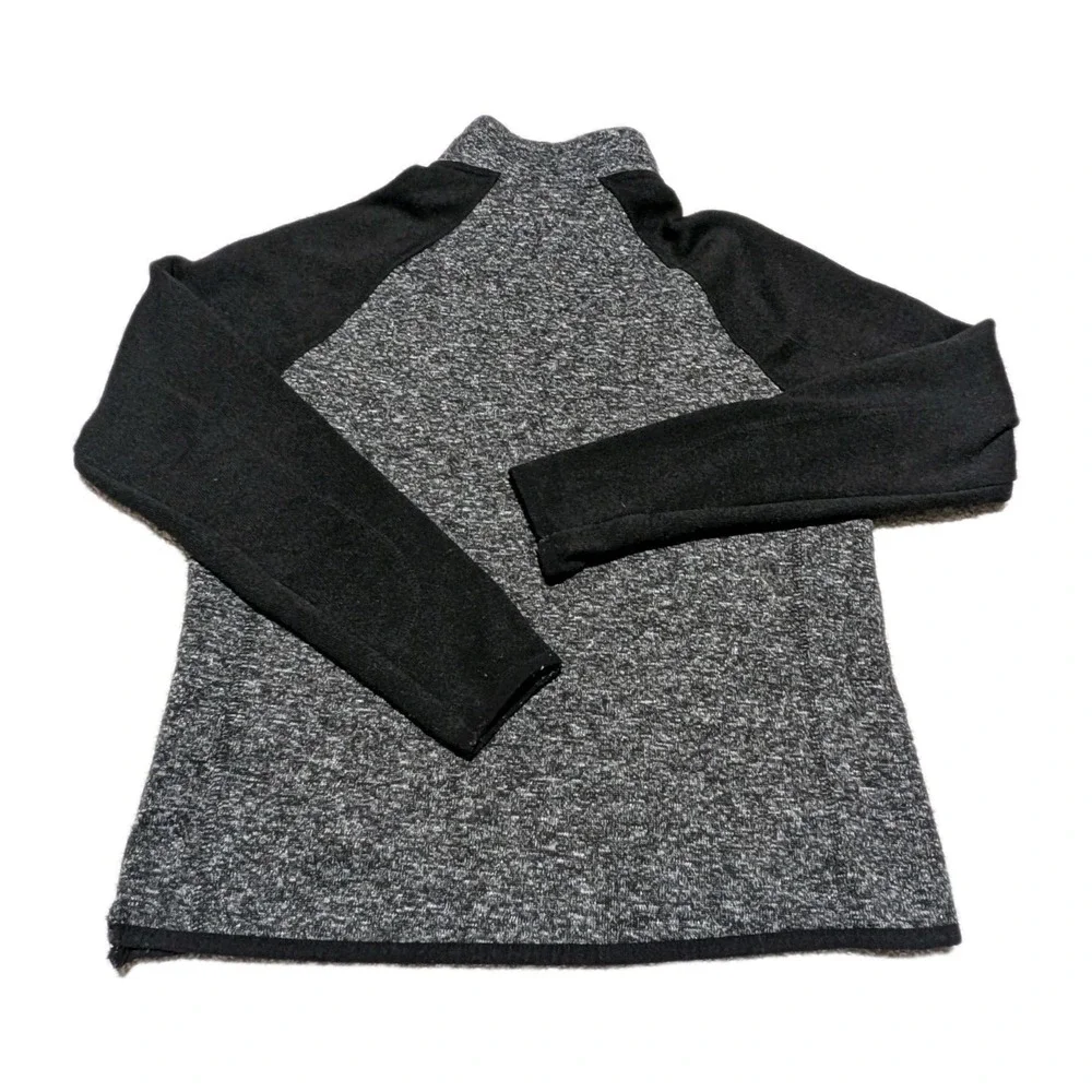Beverly Hills Polo Club Mens Quarter Zip Pullover Size M Heather Gray/Black Flaw
